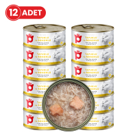 Petlebi Sos İçinde Tiftiklenmiş Taze Tavuk Etli ve Somonlu Kedi Konservesi 70gr (12 Adet)
