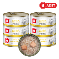 Petlebi Sos İçinde Tiftiklenmiş Taze Tavuk Etli ve Somonlu Kedi Konservesi 70gr (6 Adet)