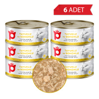 Petlebi Sos İçinde Tiftiklenmiş Taze Tavuk Etli ve Somonlu Kedi Konservesi 70gr (6 Adet)