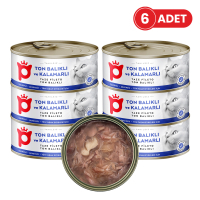 Petlebi Sos İçinde Fileto Taze Ton Balıklı ve Kalamarlı Kedi Konservesi 70gr (6 Adet)