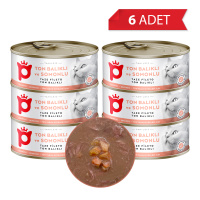 Petlebi Sos İçinde Fileto Taze Ton Balıklı ve Somonlu Kedi Konservesi 70gr (6 Adet)