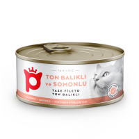 Petlebi Sos İçinde Fileto Taze Ton Balıklı ve Somonlu Kedi Konservesi 70gr (6 Adet)