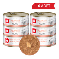 Petlebi Sos İçinde Fileto Taze Ton Balıklı ve Somonlu Kedi Konservesi 70gr (6 Adet)