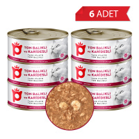Petlebi Sos İçinde Fileto Taze Ton Balıklı ve Karidesli Kedi Konservesi 70gr (6 Adet)