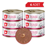 Petlebi Sos İçinde Fileto Taze Ton Balıklı ve Karidesli Kedi Konservesi 70gr (6 Adet)