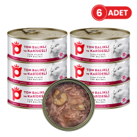 Petlebi Sos İçinde Fileto Taze Ton Balıklı ve Karidesli Kedi Konservesi 70gr (6 Adet)
