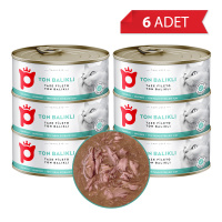 Petlebi Sos İçinde Fileto Taze Ton Balıklı Kedi Konservesi 70gr (6 Adet)