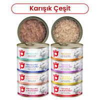 Petlebi Sos İçinde Taze Balıklı ve Tavuk Etli Karışık Çeşitli Kedi Konservesi 70gr (8 Adet)