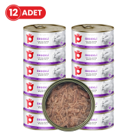 Petlebi Sos içinde Tiftiklenmiş Taze Ördek Etli Kedi Konservesi 70gr (12 Adet)