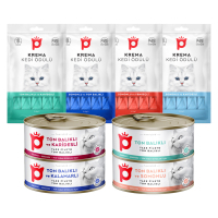 Petlebi Balık Serisi Karışık Çeşitli Kedi Konservesi ve Ödül Maması Paketi