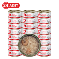 Petlebi Sos İçinde Tiftiklenmiş Taze Tavuk Etli ve Karidesli Kedi Konservesi 70gr (24 Adet)