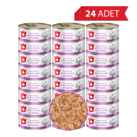 Petlebi Sos İçinde Tiftiklenmiş Taze Tavuk Etli ve Ton Balıklı Kedi Konservesi 70gr (24 Adet)