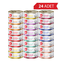 Petlebi Sos İçinde Taze Balıklı ve Tavuk Etli Karışık Çeşitli Kedi Konservesi 70gr (24 Adet)