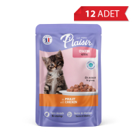 Plaisir Pouch Sos İçinde Tavuklu Yavru Kedi Konservesi 100gr (12 Adet)