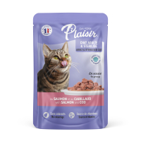 Plaisir Pouch Sos İçinde Somonlu ve Morina Balıklı Kısırlaştırılmış Kedi Konservesi 100gr