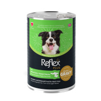 Reflex Plus Sos İçinde Parça Etli Beyaz Balıklı ve Tatlı Patatesli Yetişkin Köpek Konservesi 400gr