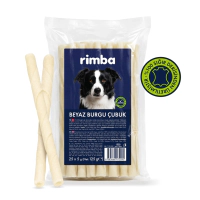 Rimba Naturel %100 Sığır Derisi Beyaz Burgu Köpek Ödül Çubuğu 125gr (25'li)