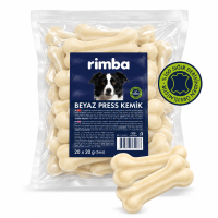 Rimba Naturel %100 Sığır Derisi Beyaz Press Köpek Ödül Kemiği 7cm 20gr (20'li)