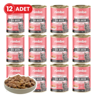 Rimba Sos İçinde Parçalı Somon Balıklı Kedi Konservesi 400gr (12 Adet)