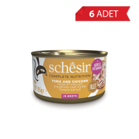 Schesir Suda Pişirilmiş Ton Balıklı ve Tavuklu Kedi Konservesi 85gr (6 Adet)