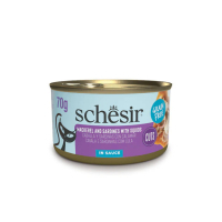Schesir Sos İçinde Kalamar Uskumru ve Sardalyalı Yetişkin Kedi Konservesi 70gr