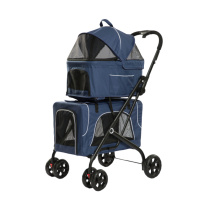Tommy Çift Katlı Kedi ve Köpek Taşıma Arabası 66x50x98cm (Mavi)
