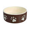 Trixie Kedi ve Küçük Irk Köpekler için Pati Desenli Seramik Mama ve Su Kabı 12cm 300ml (Kahverengi)
