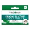 VET'S BEST Kedi ve Köpekler için Silikon Başlıklı Parmak Diş Fırçası 5,5cm (5'li) (Yeşil)