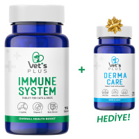 Vet's Plus Immune System Bağışıklık Sistemi Güçlendirici Tablet (75'li)+Derma Care Tablet HEDİYE!