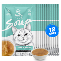 Vet's Plus Ton Balıklı ve Karidesli Tahılsız Kedi Çorbası 50gr (12 Adet)