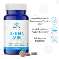 Vet's Plus Derma Care Kedi ve Köpekler İçin Deri ve Tüy Yapısı Destekleyici Biyotin Tablet (75'li)