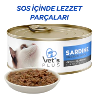 Vet's Plus Optimal Nutrition Sardalya Balıklı Tahılsız Kedi Konservesi 85gr