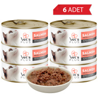 Vet's Plus Optimal Nutrition Somon Balıklı Tahılsız Kedi Konservesi 85gr (6 Adet)