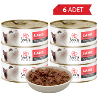Vet's Plus Optimal Nutrition Kuzu Etli Tahılsız Kedi Konservesi 85gr (6 Adet)