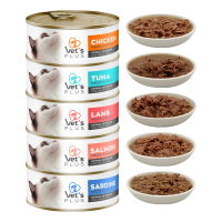 Vet's Plus Optimal Nutrition Karışık Çeşitli Tahılsız Kedi Konservesi 85gr (5 Adet)