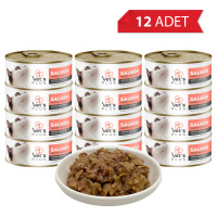 Vet's Plus Optimal Nutrition Somon Balıklı Tahılsız Kedi Konservesi 85gr (12 Adet)