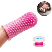 Veturel Kedi ve Küçük Irk Köpekler İçin Silikon Diş Fırçası 5cm (Pembe)