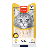 Wanpy Creamy Treat Tavuklu ve Ciğerli 7+ Yaş Kedi Krema Ödül Maması 14gr (5'li)