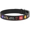 Collar WAUDOG Köpekler için Nasa Desenli ve QR Pasaportlu Deri Boyun Tasması 40-60cm/35mm (Siyah)