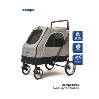 Zampa Stroll Kedi ve Köpek Taşıma Arabası 69x81x110cm (Gri)