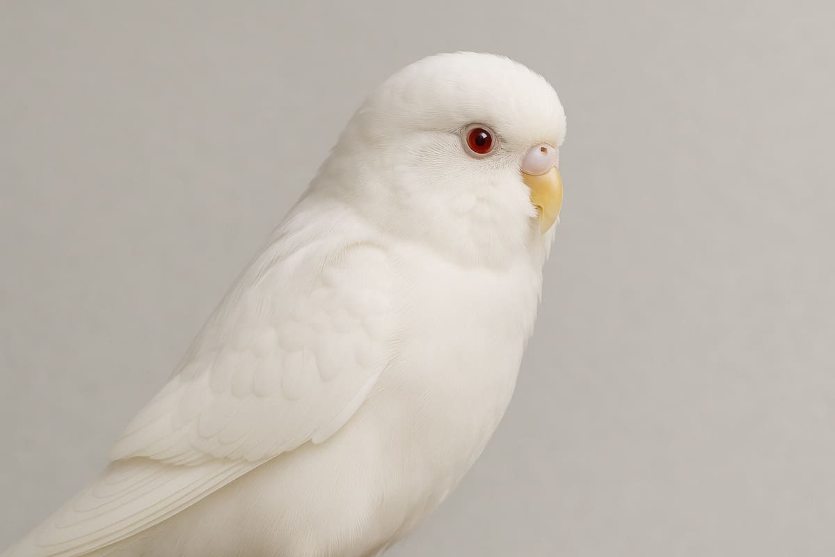 beyaz renkli kırmızı gözlü albino muhabbet kuşu