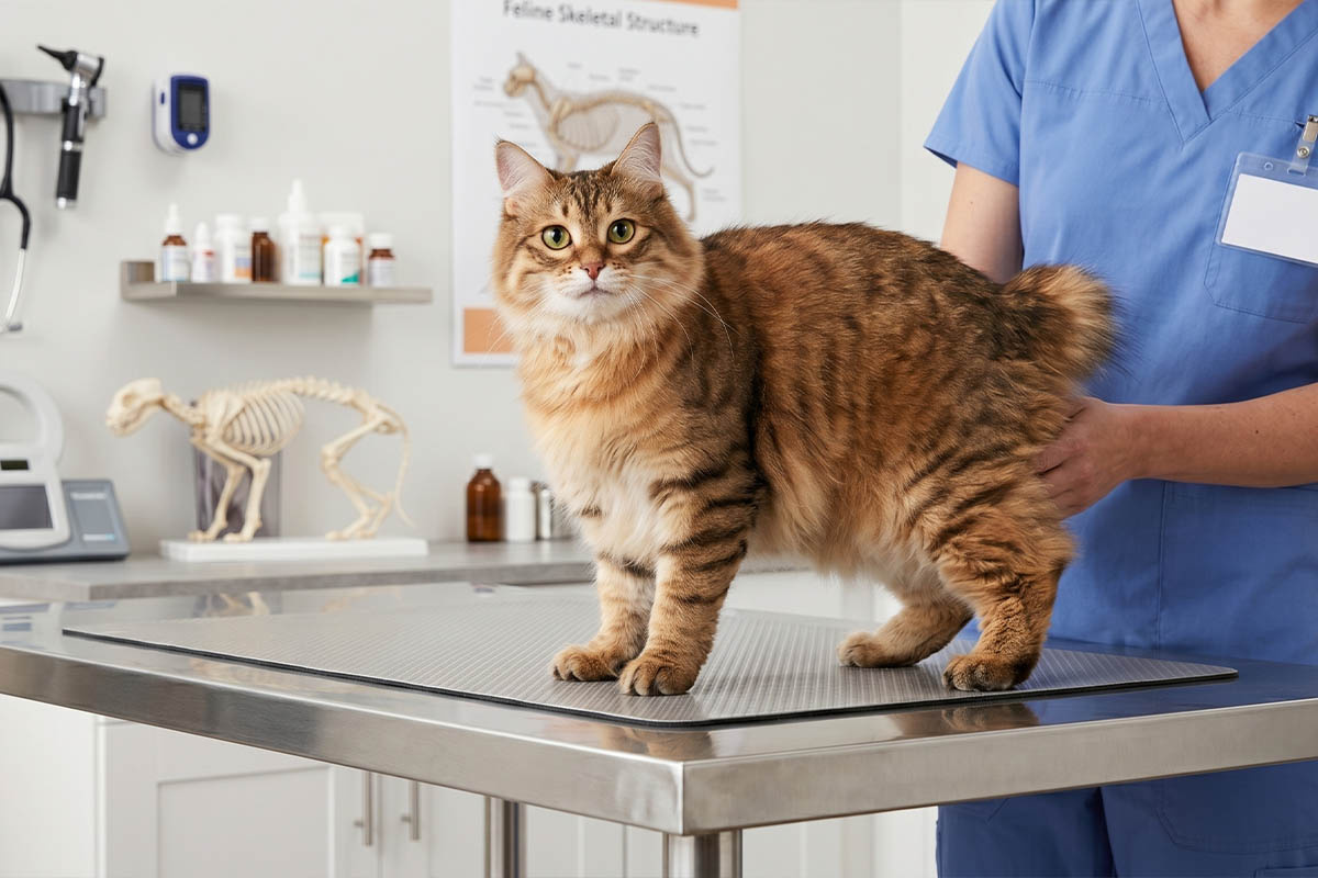 veteriner hekim muayenesinde uzun tüylü American Bobtail