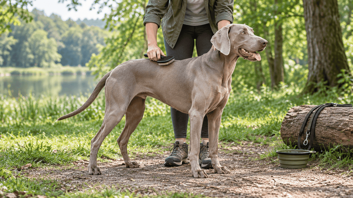 açık alanda taranan büyük Weimaraner