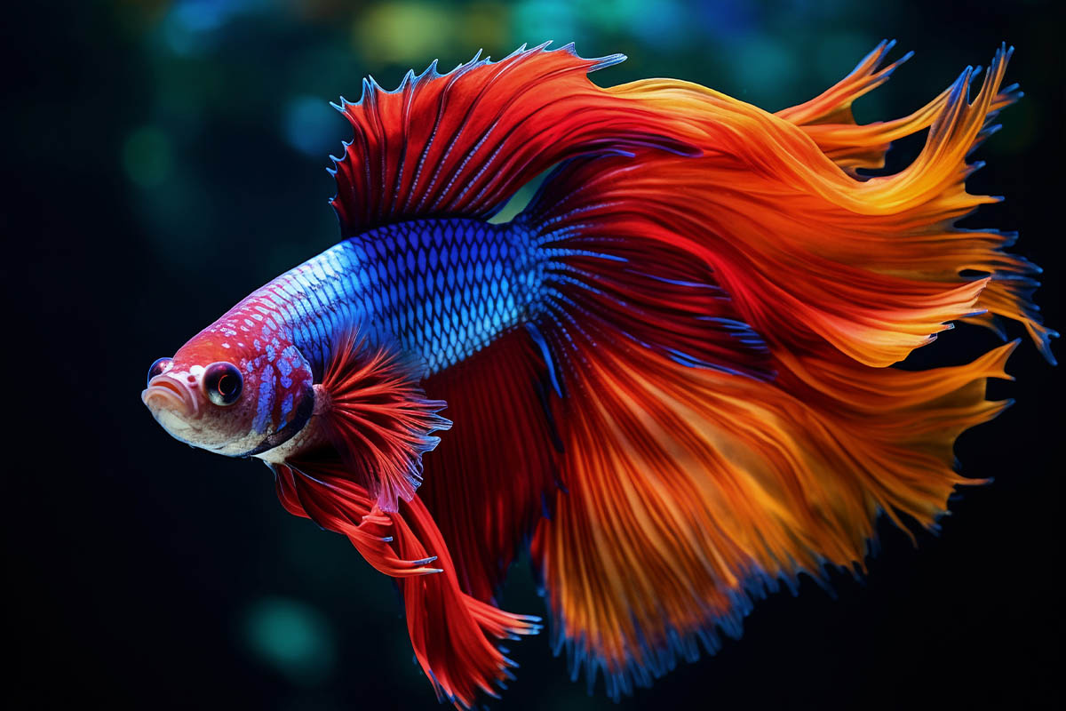 renkli beta balığı