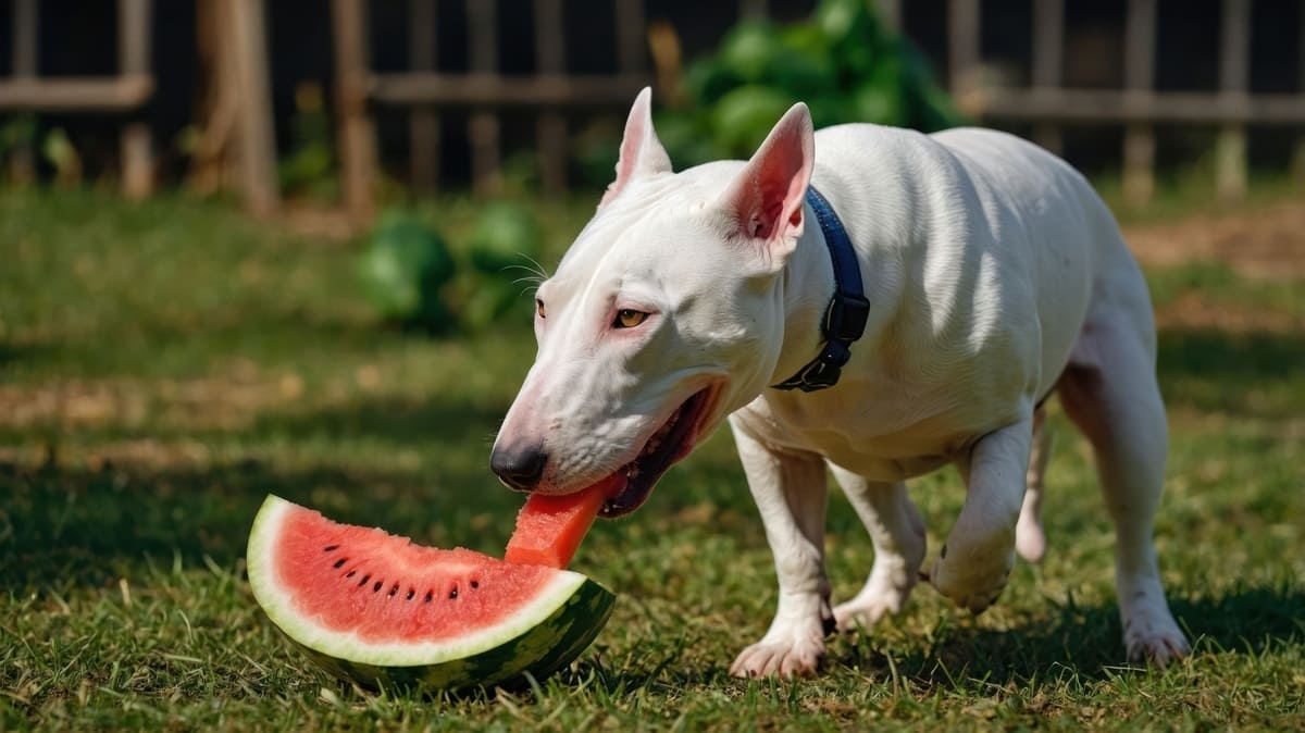 karpuz yiyen Bull terrier