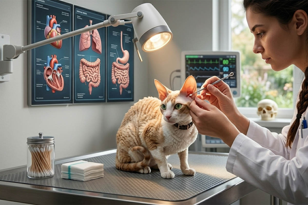 veteriner hekim değerlendirmesinde Cornish Rex
