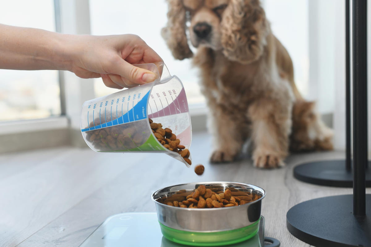 ölçü kabıyla mama döken köpek sahibi