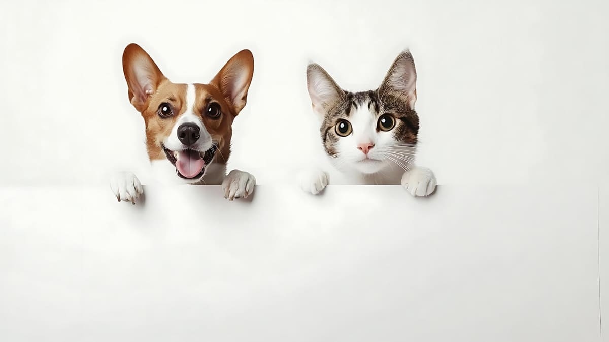 meraklı bakan köpek ve kedi