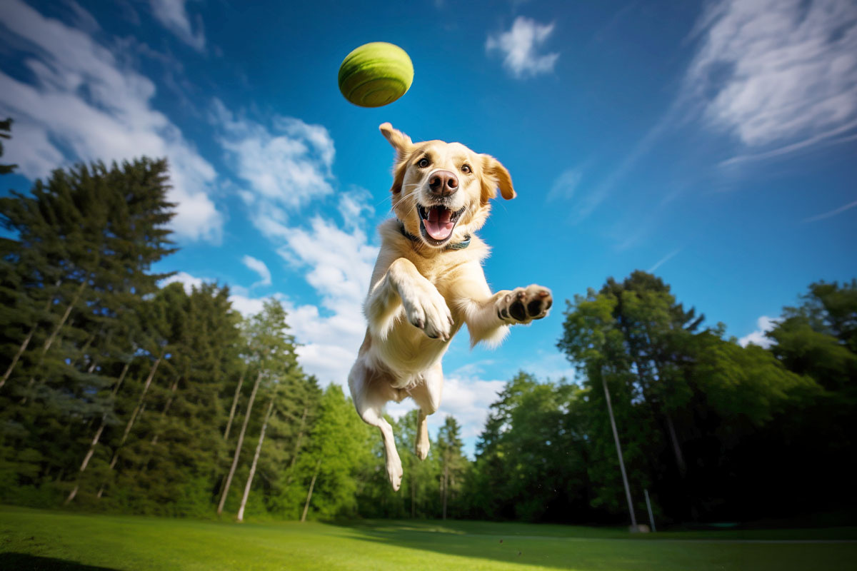 açık alanda topla oynayan köpek