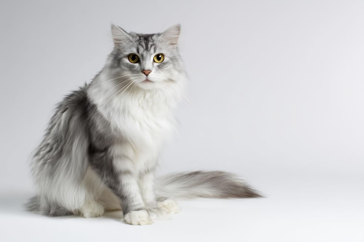 oturmuş silver ragamuffin kedisi